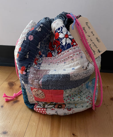 Patch it up - hot pink drawstring bucket