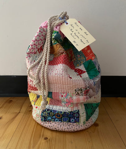 Patch it up - pink gingham topped bucket